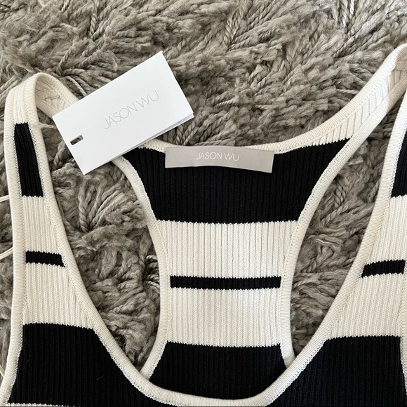 Jason Wu Striped Silk Blend Knit Bodycon Midi Dress, XS - Picture 5 of 9